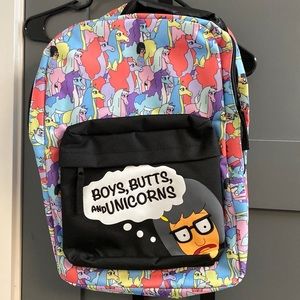 Bobs Burgers Brand New Tina Backpack. Boys, Butts and Unicorns